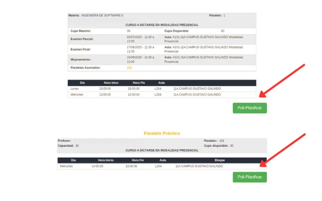 Botón agregado por la extensión para guardar materias